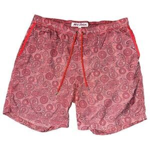 Mr.Swim Men’s Size L Red Burgundy Maroon Paisley Swim Trunks Shorts